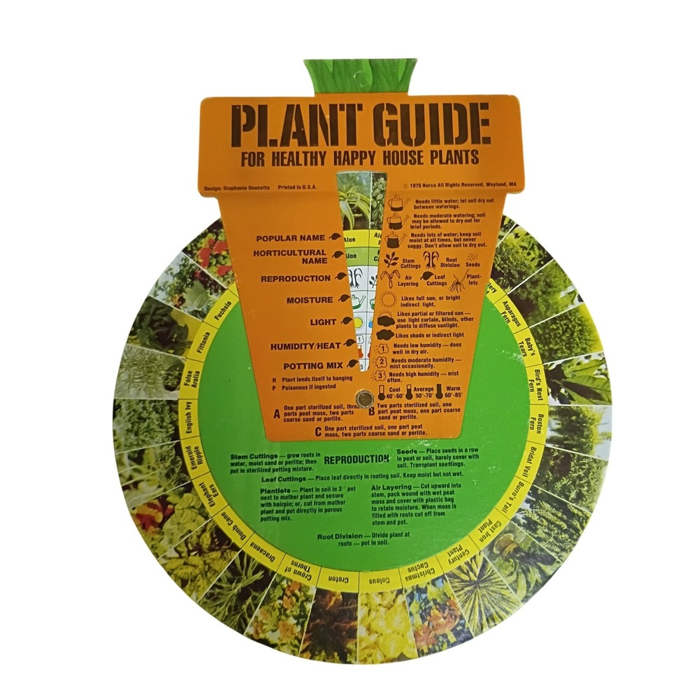 Vintage 1976 Norco Plant Guide Wheel Stephanie Doucette Houseplant Care Chart - Picture 2 of 2